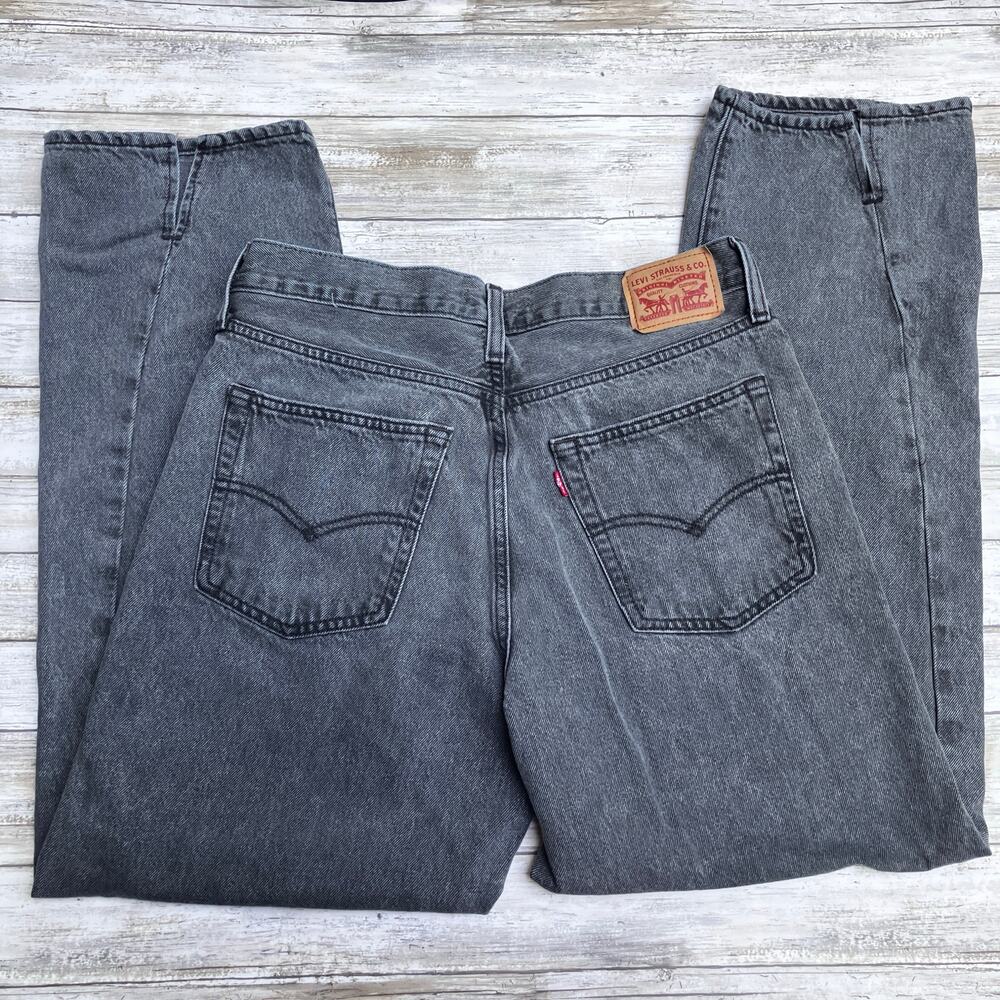 Levi’s Jeans Sz 30 94’ Baggy Black Wash Button Fly High Rise Mom Jean Grunge - Picture 2 of 11